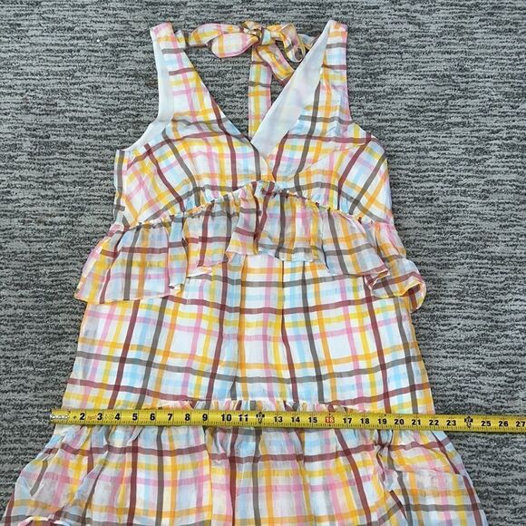 NWT Cinq A Sept Astor Tiered Midi Dress Plaid Sleeveless Ruffle Size 8 - Picture 12 of 16